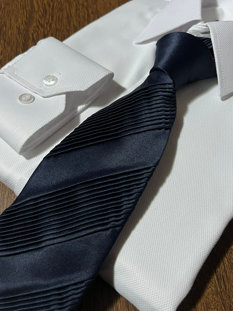 Gravata 100% Seda Monocolor Drapeada -