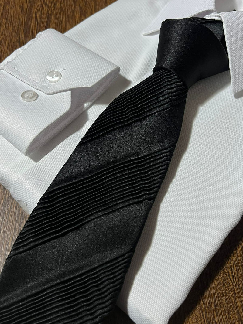 Gravata 100% Seda Monocolor Drapeada -