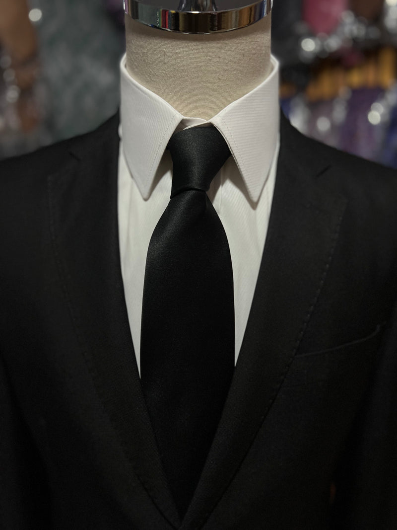 Gravata 100% Seda Monocolor Tradicional - Preto