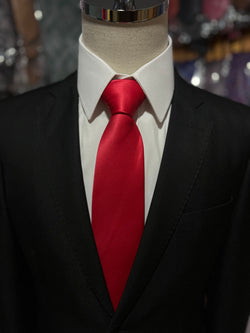 Gravata 100% Seda Monocolor Tradicional - Vermelho